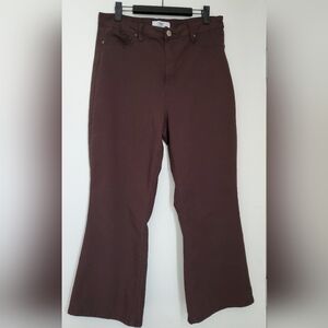 YMI Hyperstretch Dark Chocolate Brown Cropped Ankle Twill Jeans, XL, Fits 16-20